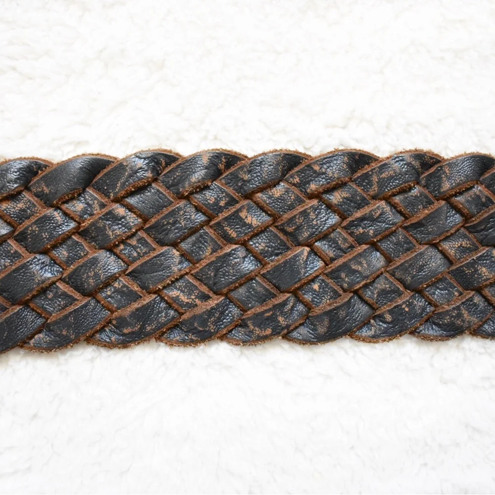 Arcangelo Blue Distressed Leather Braided Belt